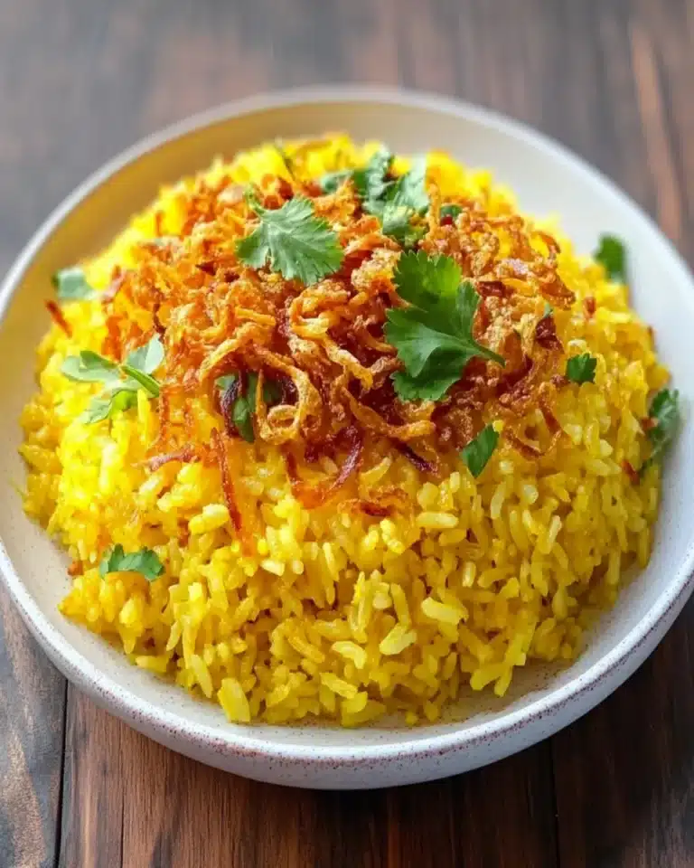 Saffron Coconut Rice with Crispy Shallots First Image First Image