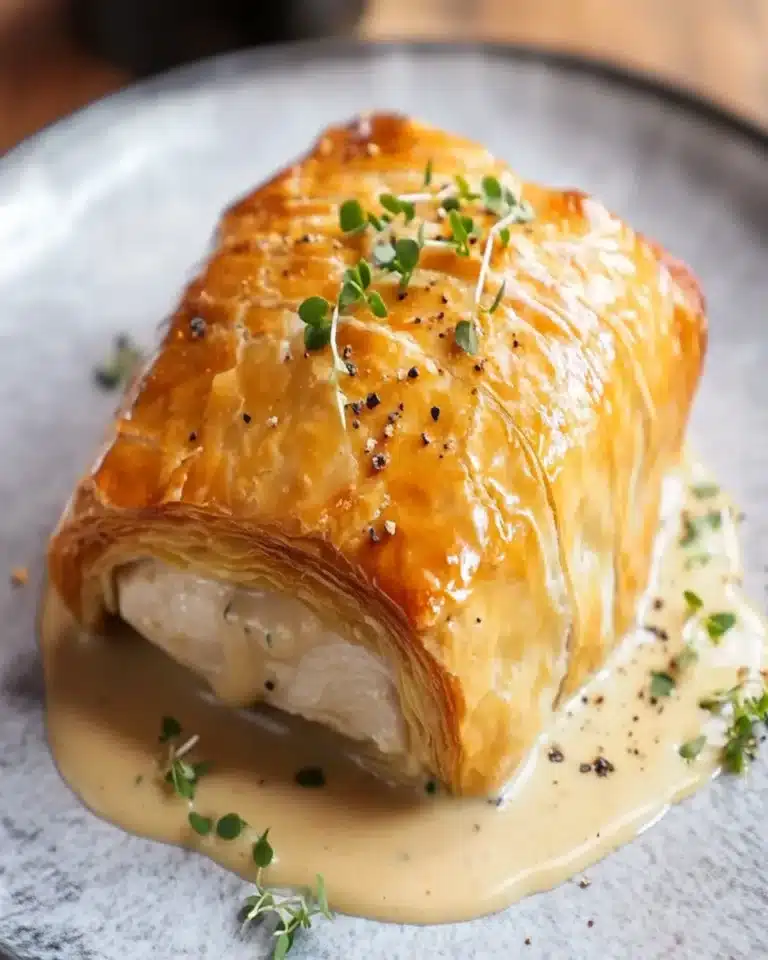 Indulge in Chicken Wellington with Dijon Cream Sauce First Image First Image