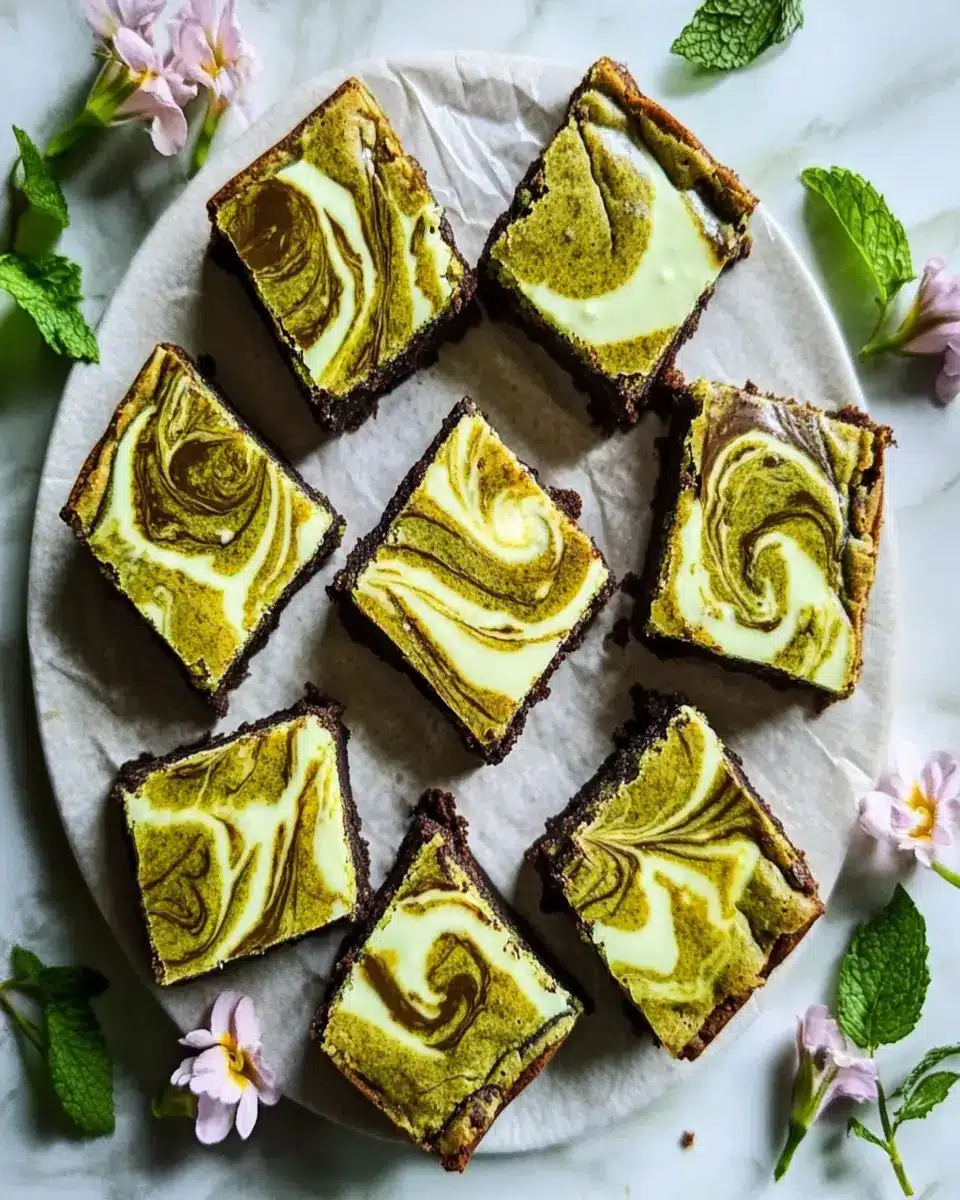 Matcha Brownies with White Chocolate Swirl First Image First Image