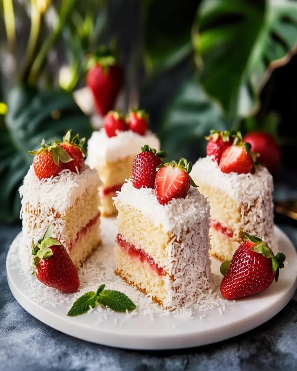 Tropical Strawberry Coconut Sponge Cakes First Image First Image