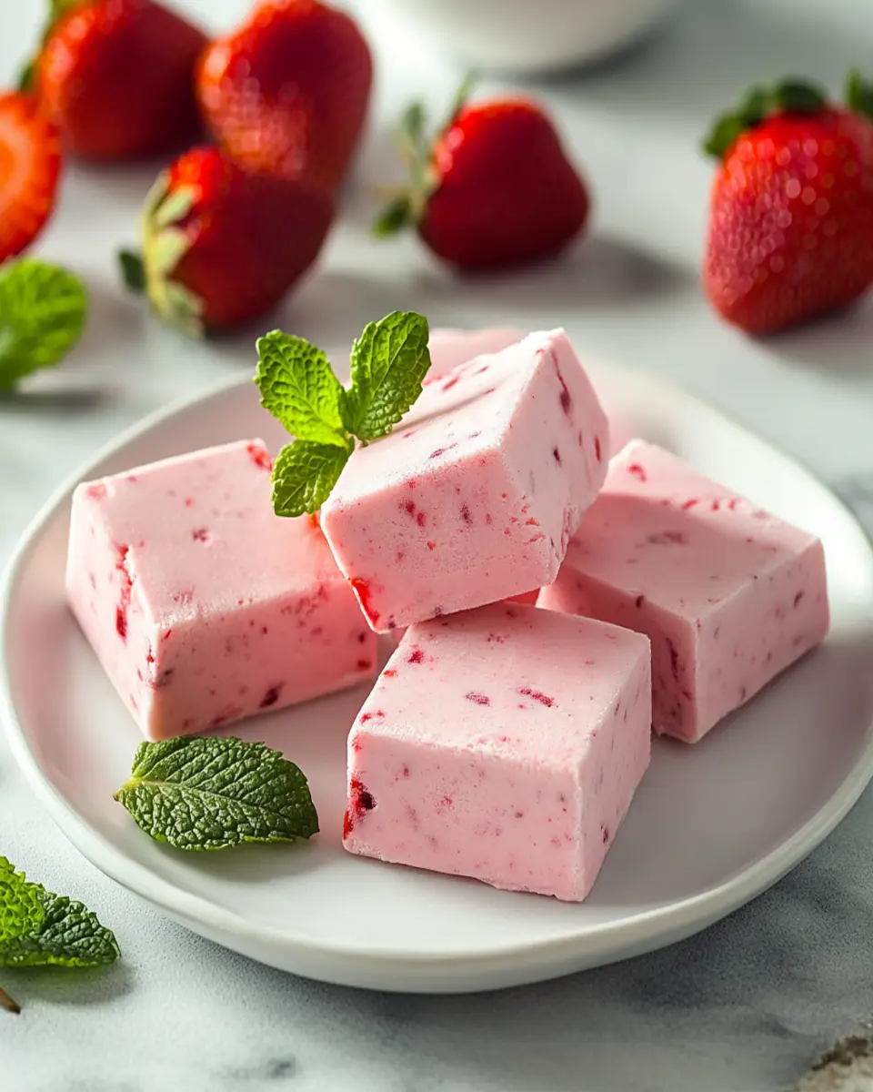 Healthy Strawberry Frozen Yogurt Bars First Image First Image